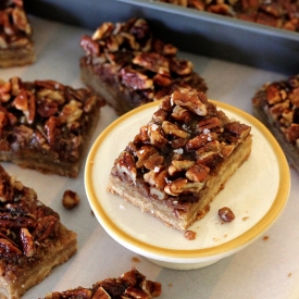 Rum Pecan Cookie Bars with Sea Salt