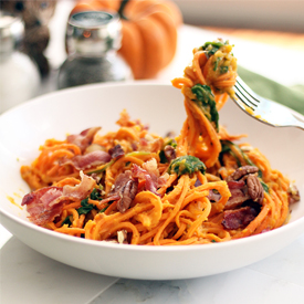 Sweet Potato Noodles with Bacon