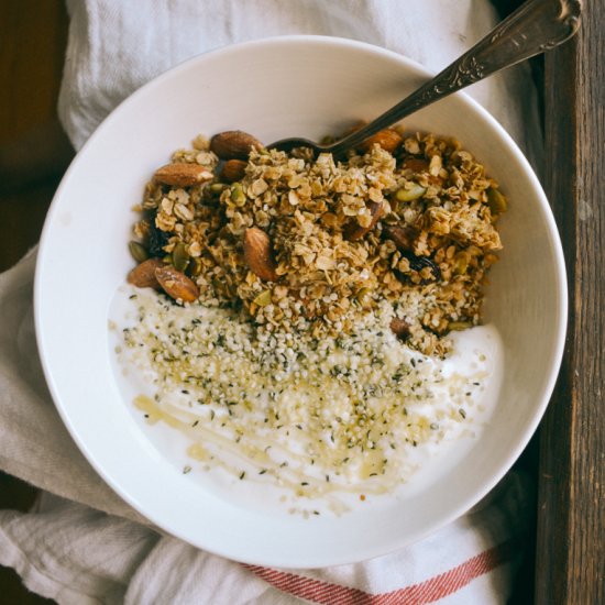 Clumpy Almond Cherry Granola